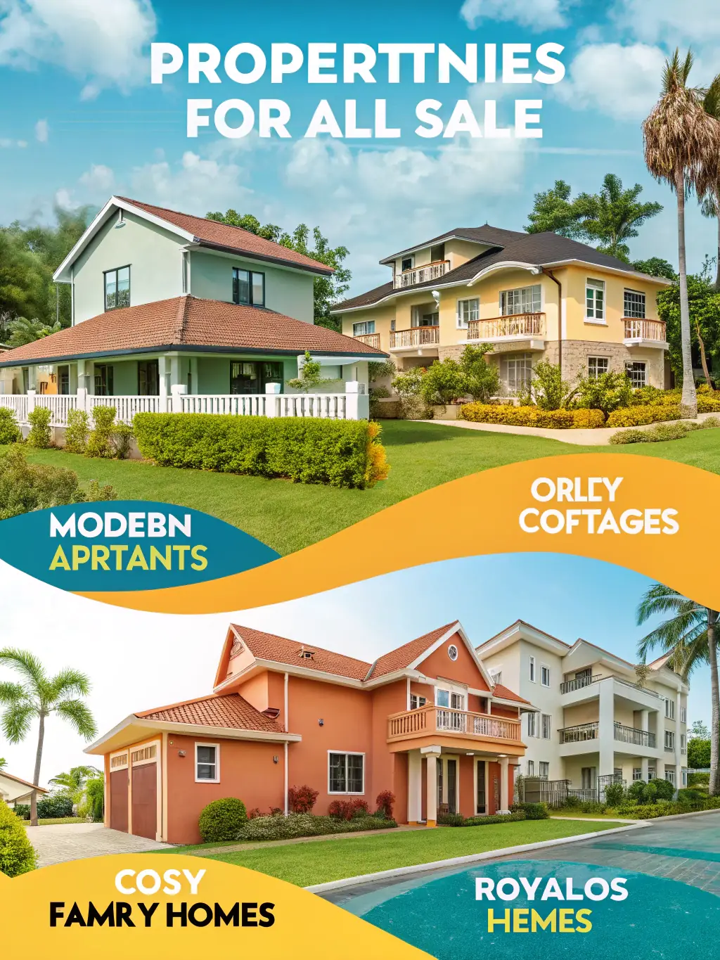 An image showing a diverse range of properties (house, condo, land) with a common theme of 'solution' or 'success', representing MA Capital's ability to handle various real estate scenarios.