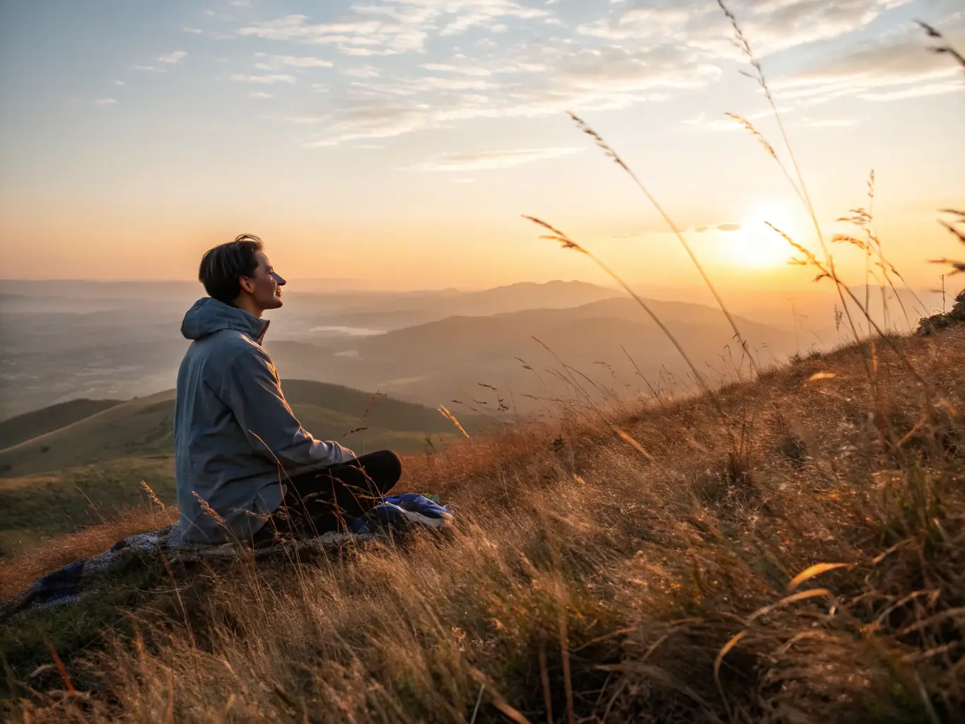 A calming image of a person meditating in a serene environment, representing stress reduction and peace of mind during the selling process with MA Capital Enterprises.