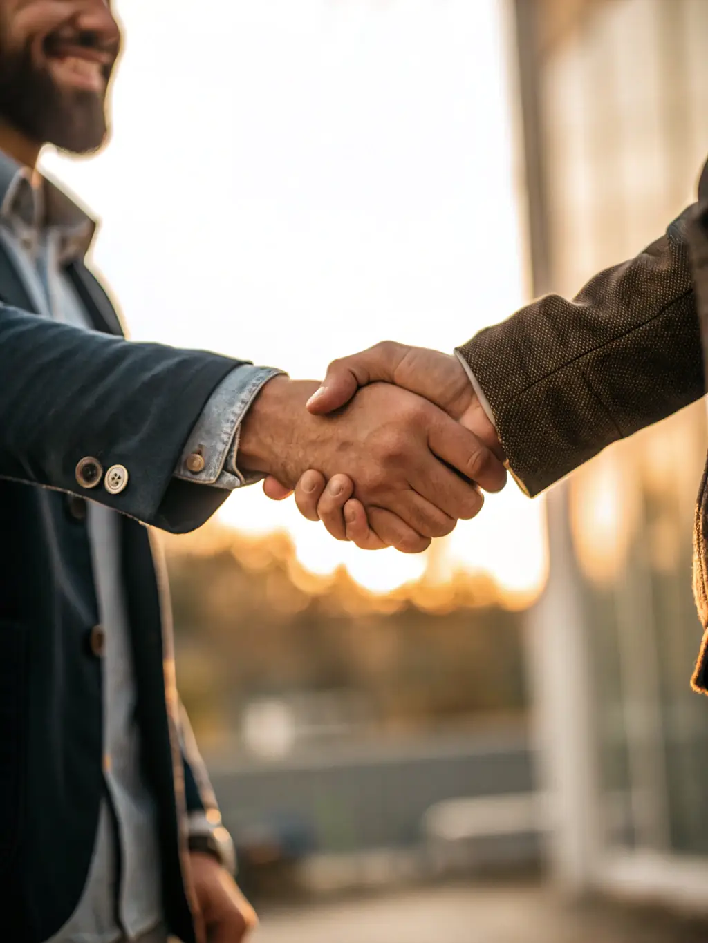A handshake between a real estate investor and a representative from MA Capital Enterprises, symbolizing a mutually beneficial partnership.